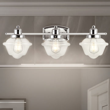 Orleans Iron/Glass schoolhouse LED Vanity Light - JONATHAN Y